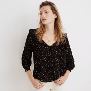 Madewell Ruffled Button-Front Top in Confetti Toss